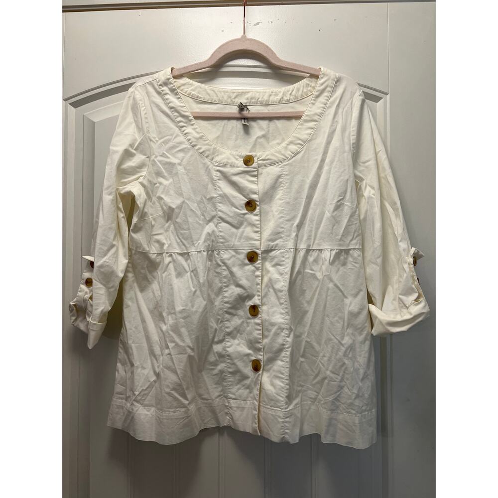 Old Navy Women’s Fashion Button Down Boat Neck Blouse Casual Top Size‎ L White